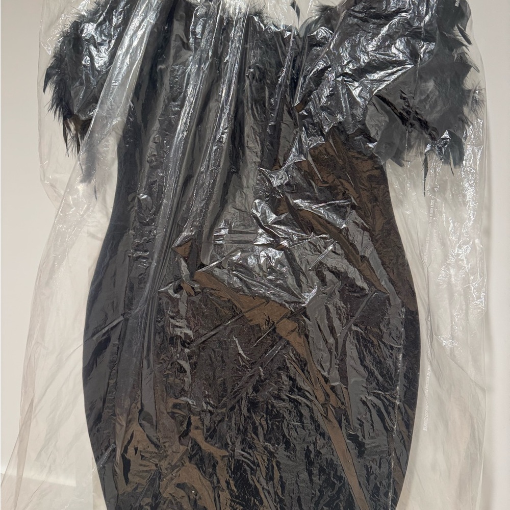 Black Feather Trim Dress - Picture 10 of 10